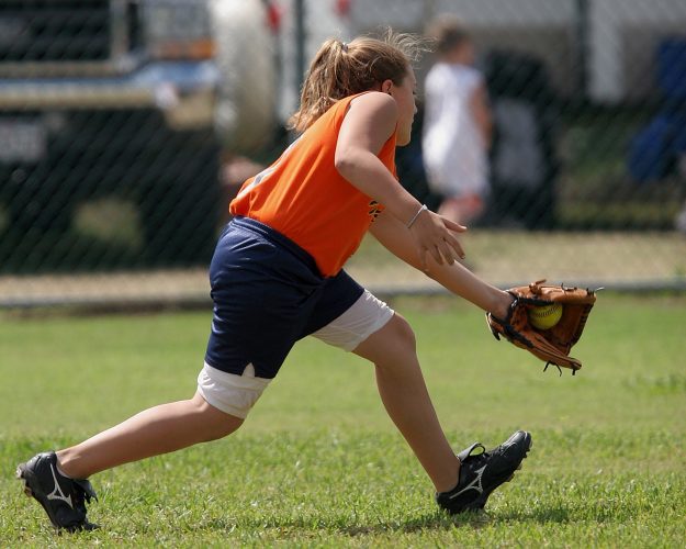 softball fielder catching