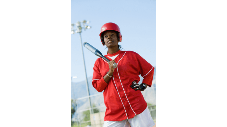 softball player holding a bat