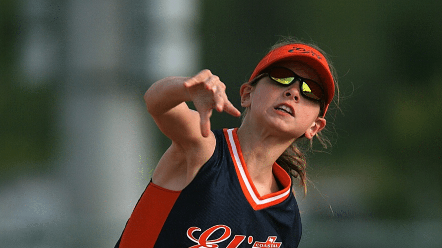 Younger player throwing with sunglasses