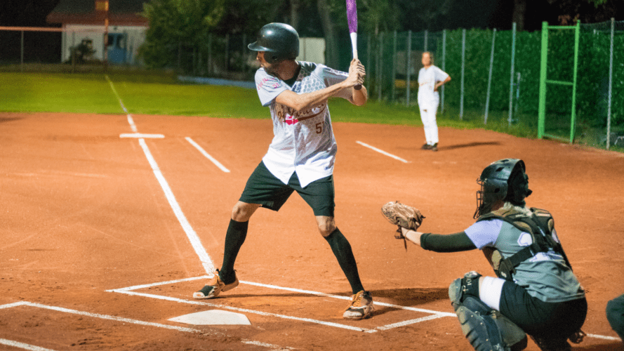 Softball player batting stance