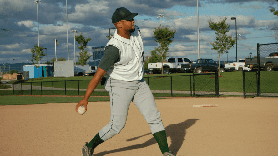 Softball pitching stance